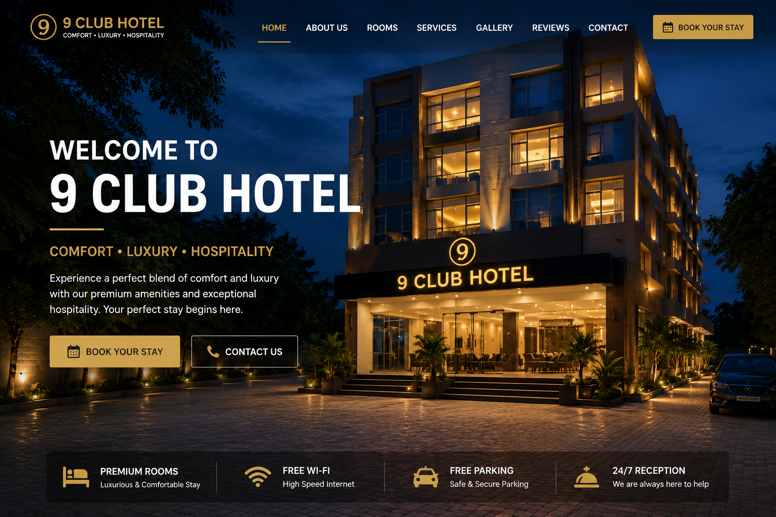 9 Club hotel Webpage design 9 Club hotel Webpage design